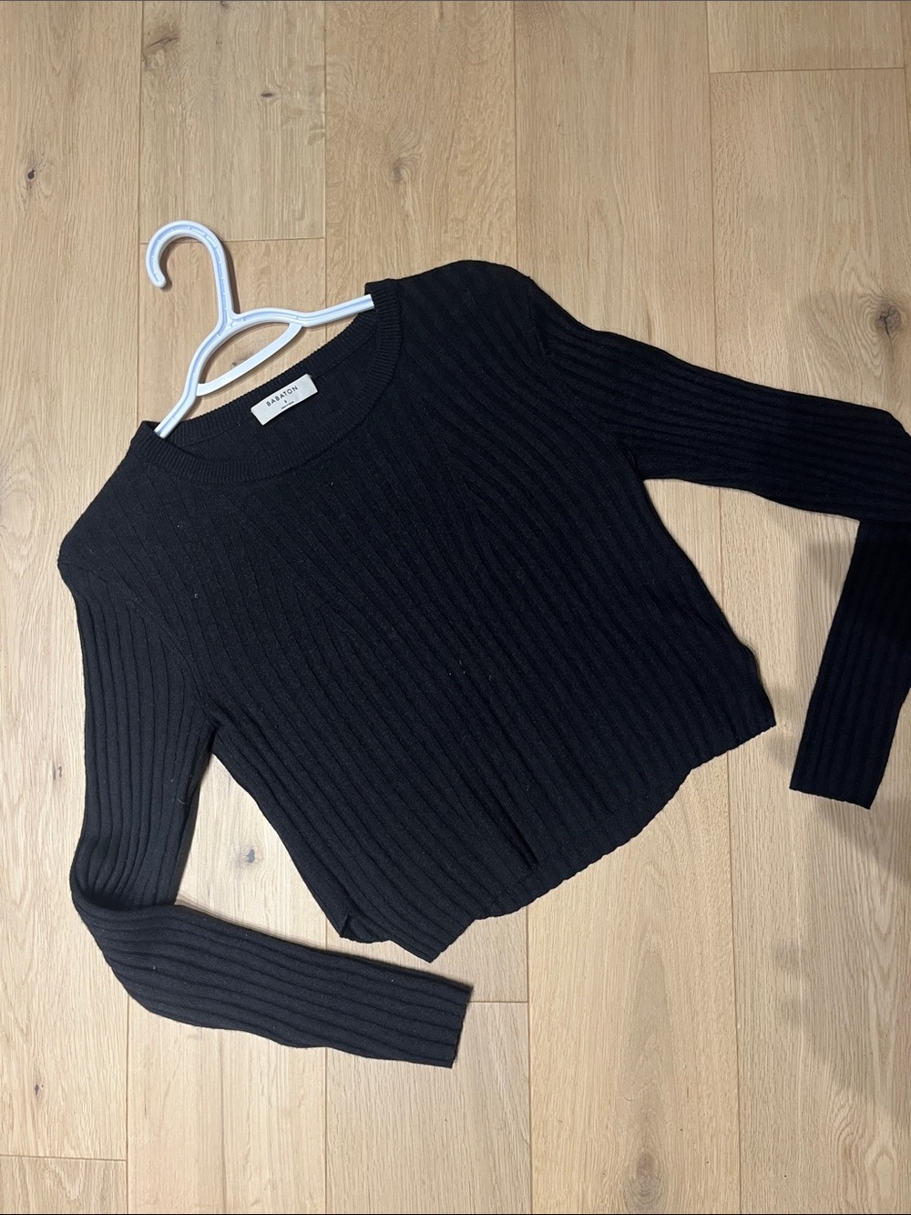 Aritzia Ribbed Black Crewneck Sweater
